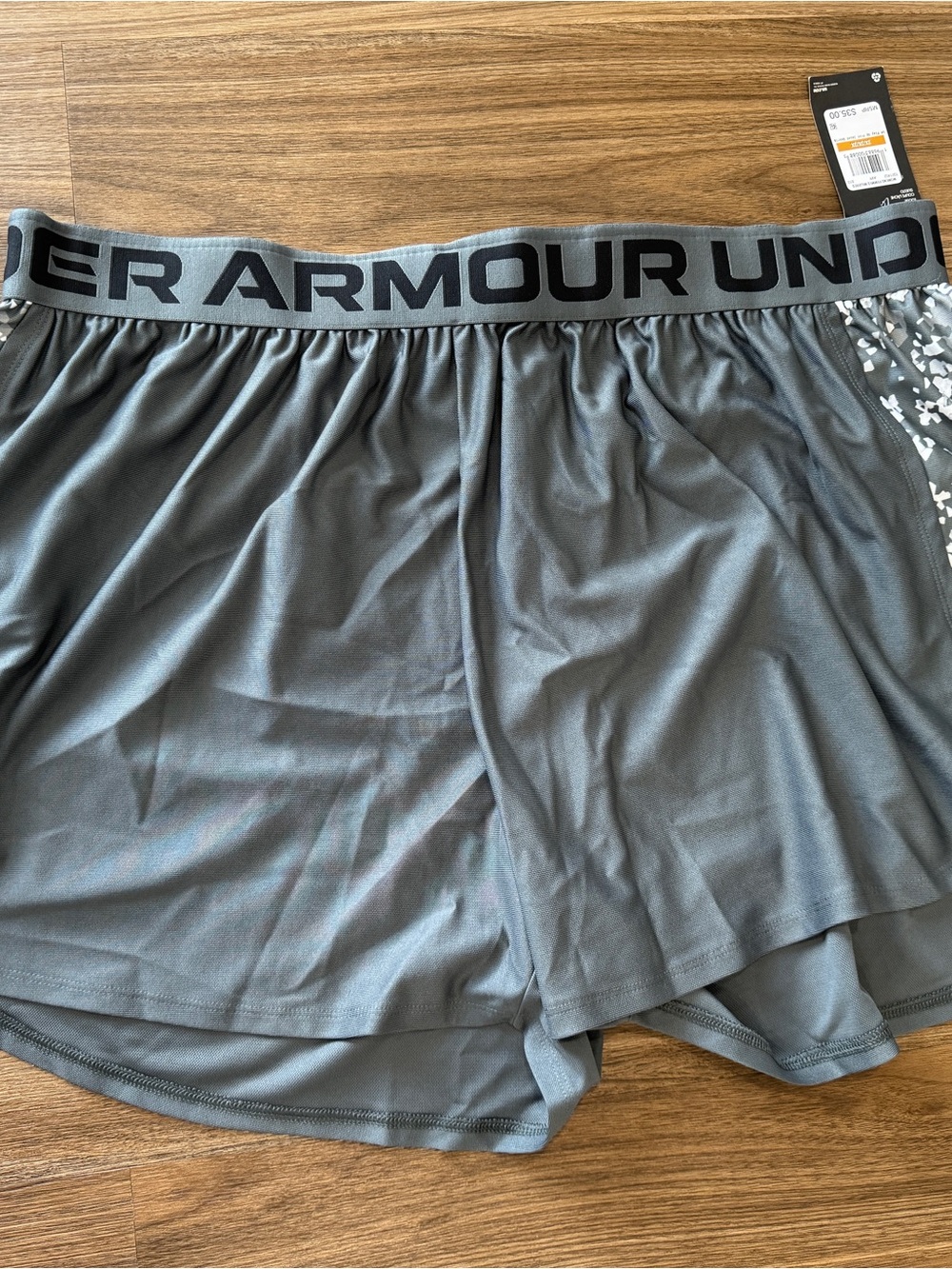 Under Armour Women's Charcoal Athletic Shorts with Branded Waistband